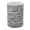 Stool Table | 18" | Ceramic | Cylindrical | Textured Geometry | Gray