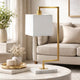 Table Lamp | 25" | Marble Base | Square Shade | Gold Finish