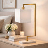 Table Lamp | 25" | Marble Base | Square Shade | Gold Finish
