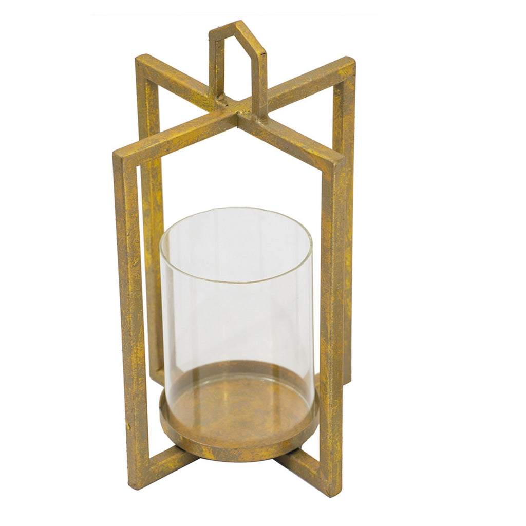 19 15 11 Inch Lanterns Set of 3 Tea Light Glass Holders Modern Gold By Casagear Home BM285278