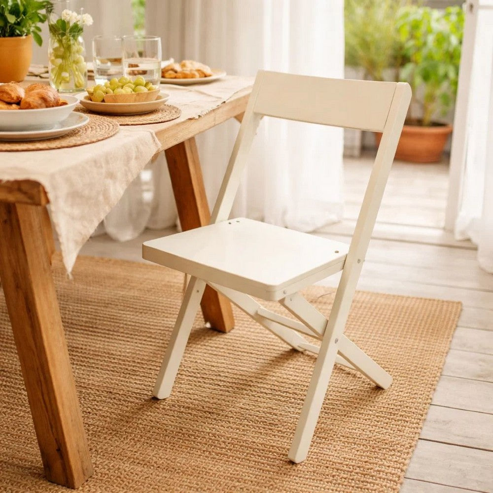 Folding Chair | 34" | Metal Frame | Angled Legs | Beige