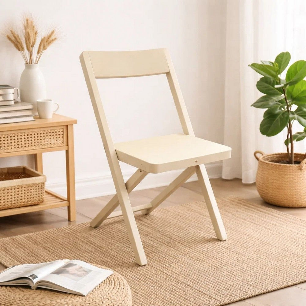 Folding Chair | 34" | Metal Frame | Angled Legs | Beige