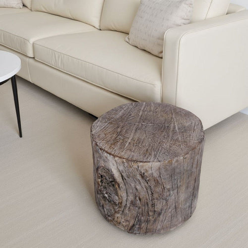 Stool Table | 9" | Cement | Tree Stump Design | Brown