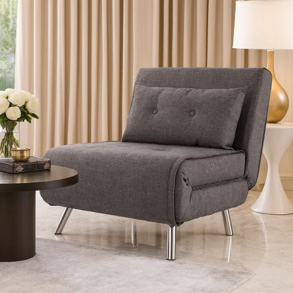 Sofa Futon | 35" | Convertible | Velvet | Gray