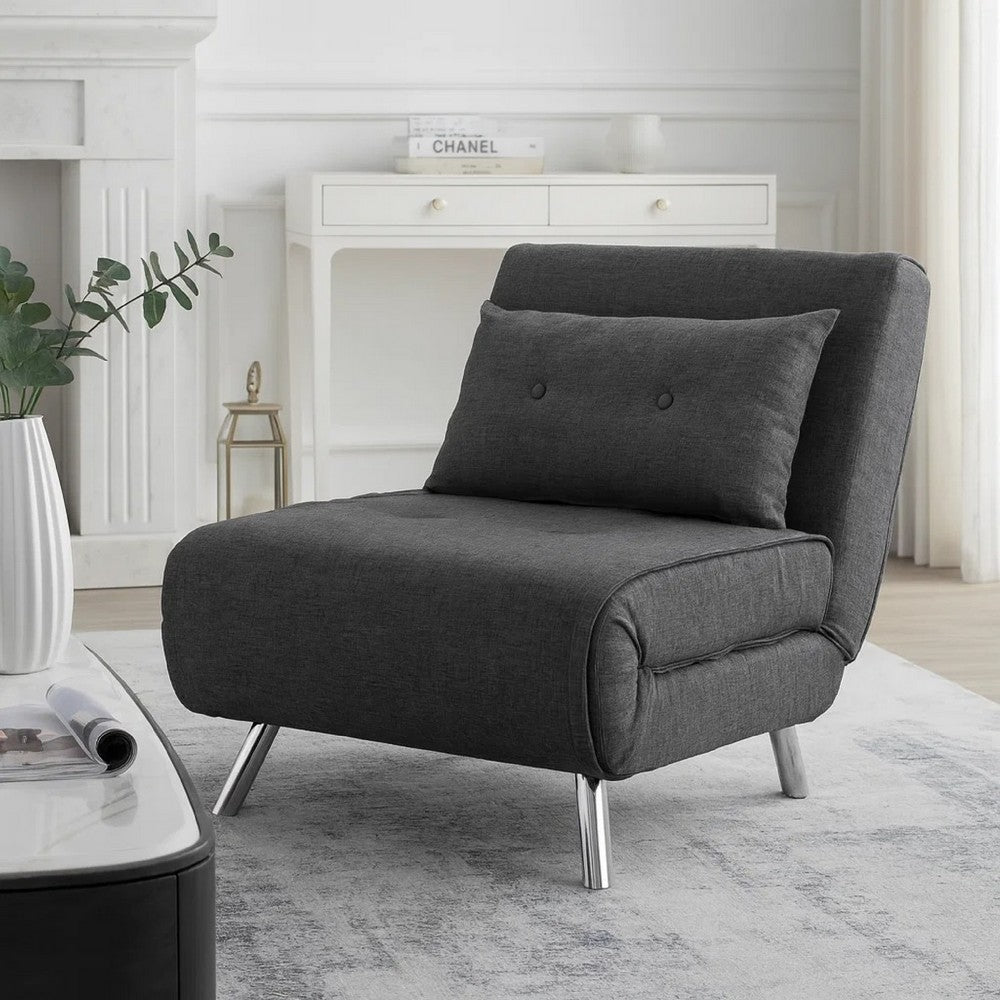 Sofa Futon | 35" | Convertible | Velvet | Gray