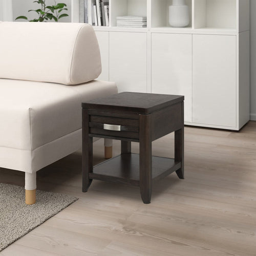 Joni Side Table | 25" | 1 Drawer | Espresso Acacia Wood