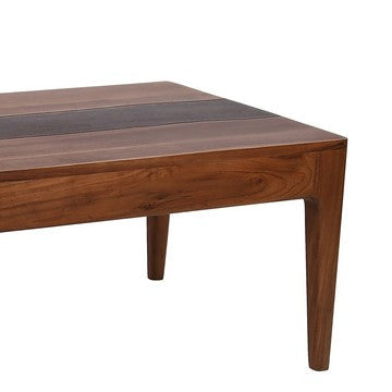 52 Inch Modern Coffee Table Acacia Wood with Classic Block Legs Brown By Casagear Home BM285385