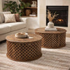 Coffee Table Set | 35", 34" | 2 Piece | Mango Wood Lattice | Brown