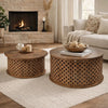 Coffee Table Set | 35", 34" | 2 Piece | Mango Wood Lattice | Brown