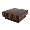 Coffee Table | 32" | Teak Plinth Base | Rustic Wood | Brown