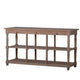 65 Inch Side Console Table, 3 Drawers, Turned Legs, Natural Durian Wood