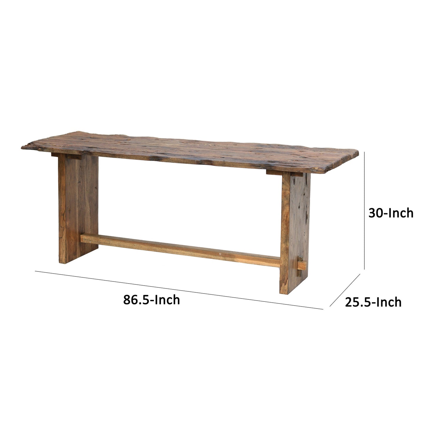 87 Inch Rustic Console Table Live Edge Wood Distressed Brown By Casagear Home BM285432