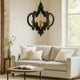 Aki Chandelier | 21" | 6 Light | Carved Wood | Black Gold