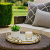 Sui Tray | 18" | Round | Glass Bottom | Gold Geometric Frame