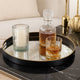 Decorative Tray | 18" | Round | Black Frame | Mirrored Base