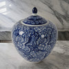 Ginger Jar | 10" | Lidded | Persian Floral | Blue Porcelain