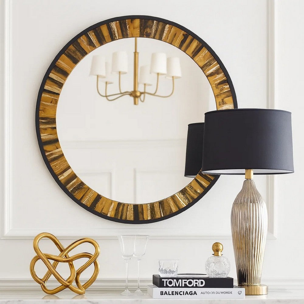 Wall Mirror | 32" | Round | Agate Pattern Frame | Metal
