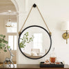 Wall Mirror | 30" | Round Metal Frame | Rope Hanger | Black