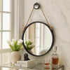 Wall Mirror | 30" | Round Metal Frame | Rope Hanger | Black