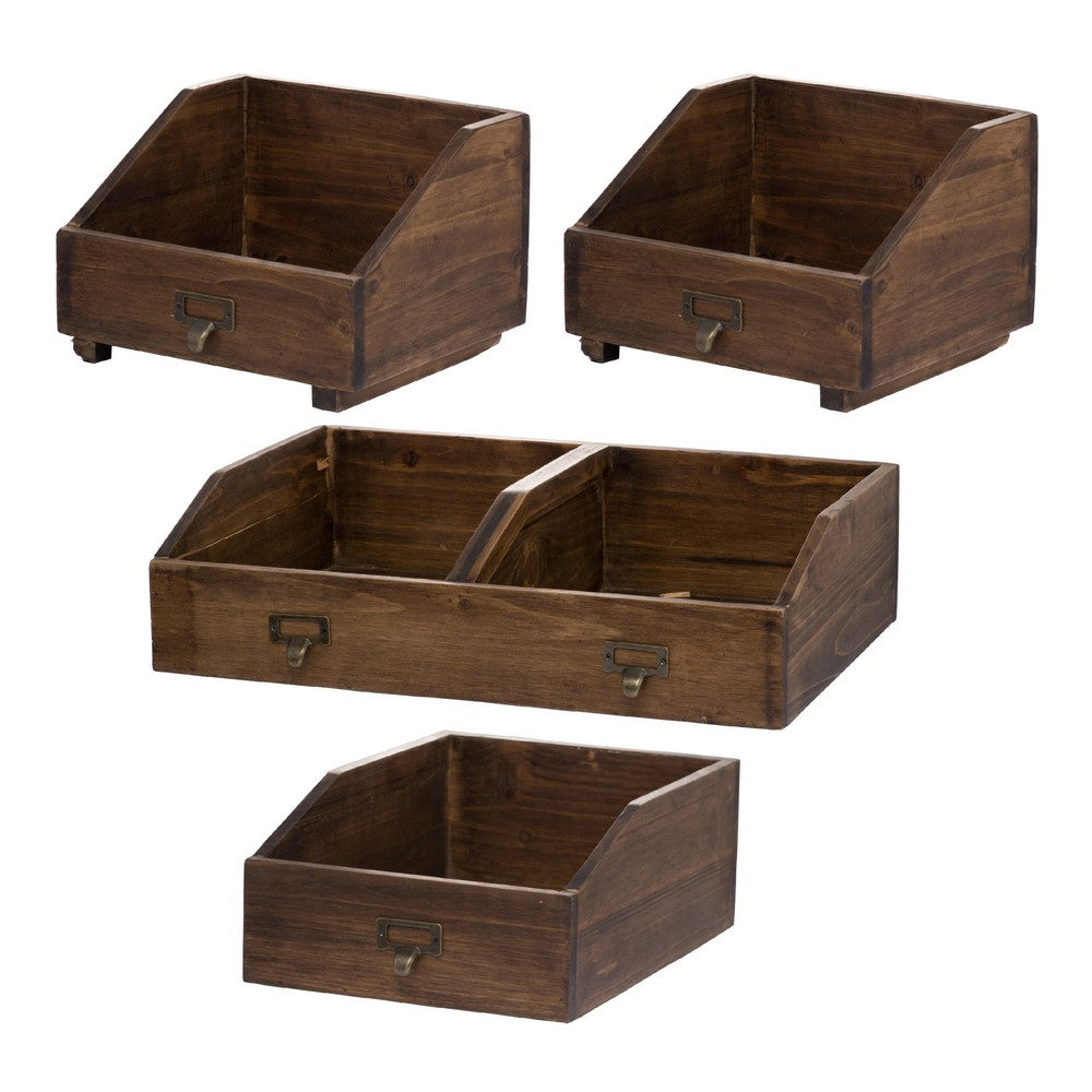 Wood Box Set | 19", 13", 10" | Fir with Handles | Brown