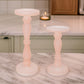 Qui 14, 11 Inch Candle Holders, Rose Pink Turned Pedestal Glass, Set of 2 By Casagear Home