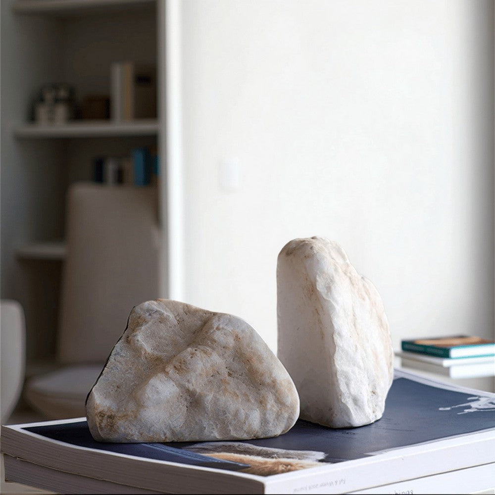 Bookends | 5" | White Stone | Geode Texture