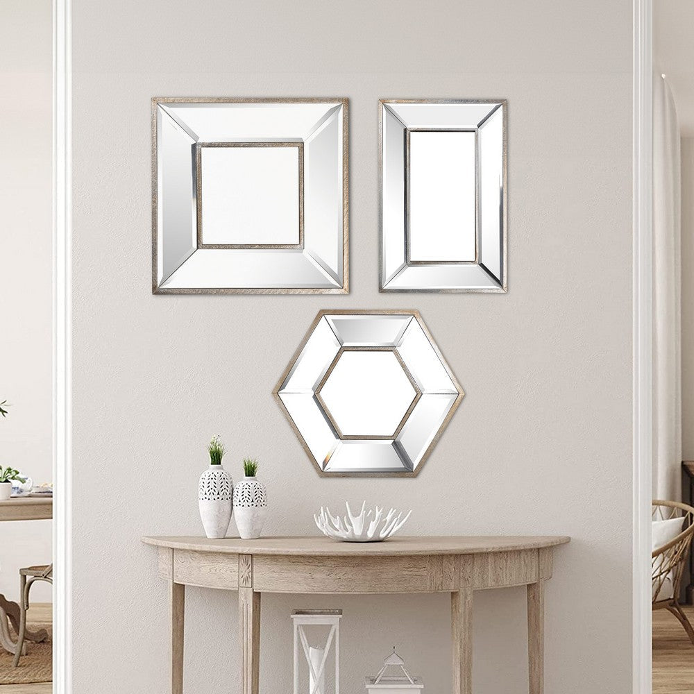 Wall Mirror Set | 18", 14", 11" | Silver Varied Shapes