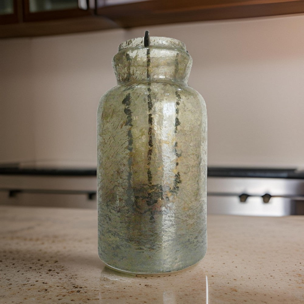 Candle Holder | 15" | Rustic Jar | Farmhouse | Brown