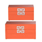 Neo 14 11 Inch Set of 2 Decorative Boxes Geometric Metal Accents Orange By Casagear Home BM285589