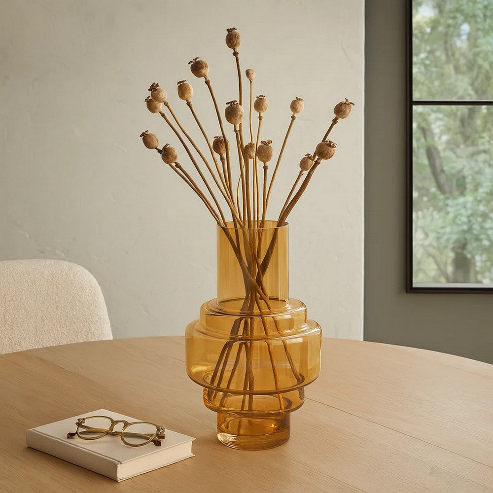 Alma Vase | 14" | Modern | Amber Luster Glass