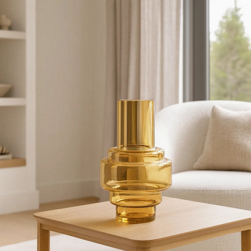 Alma Vase | 14" | Modern | Amber Luster Glass