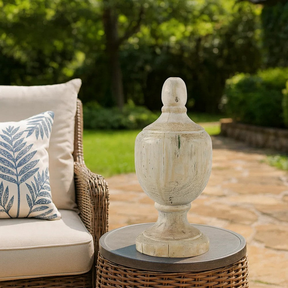 Accent Decor | 18" | Turned Finial | Whitewashed