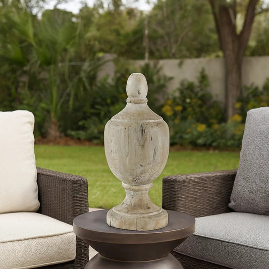 Accent Decor | 18" | Turned Finial | Whitewashed