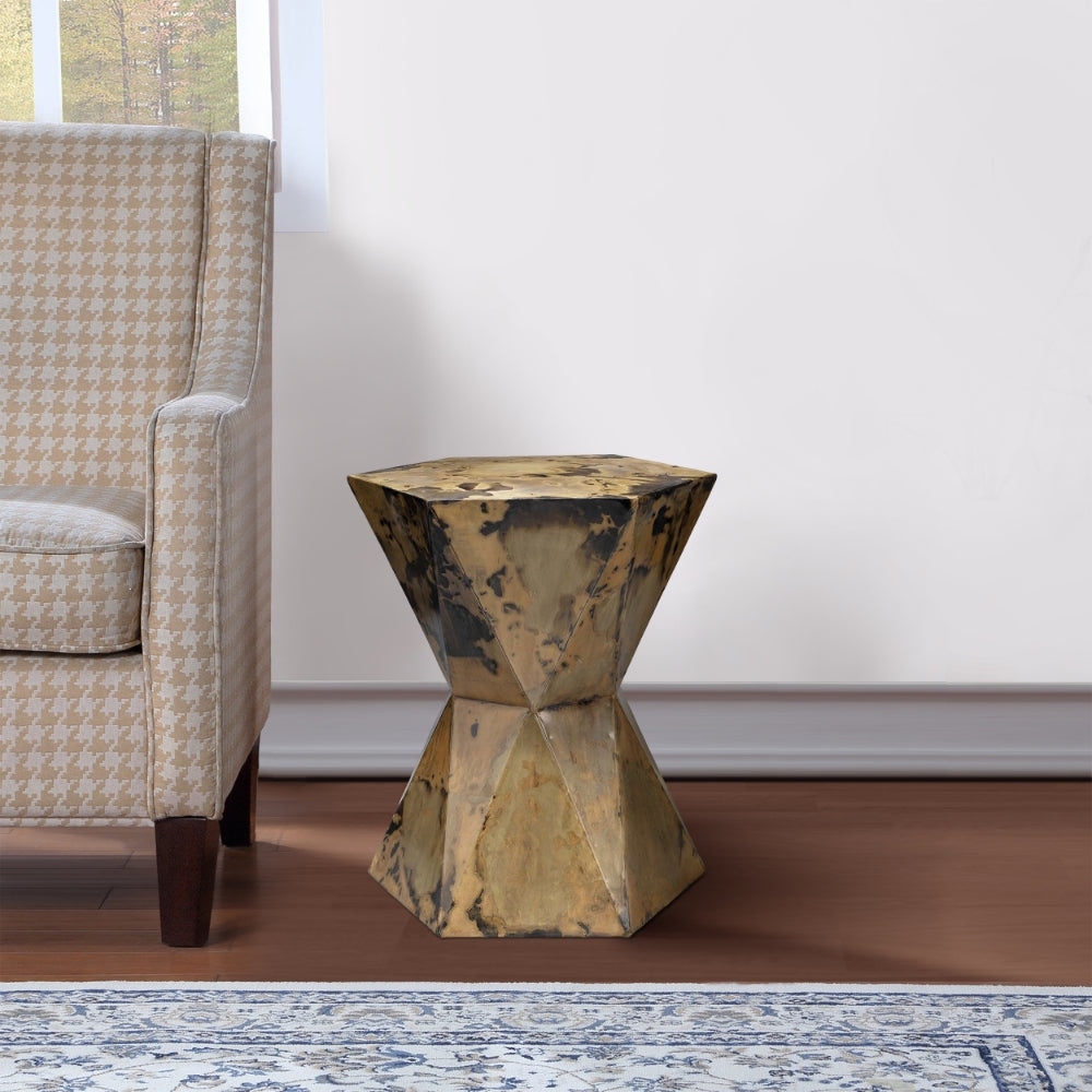Side Table | 19" | Hourglass Shape | Iron | Patina Gold Finish