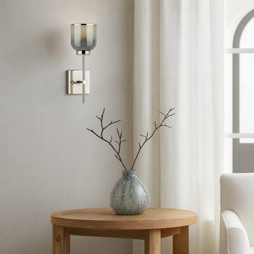 Abi Wall Sconce | 18" | Hand Blown Glass | Metallic Gray | 40W
