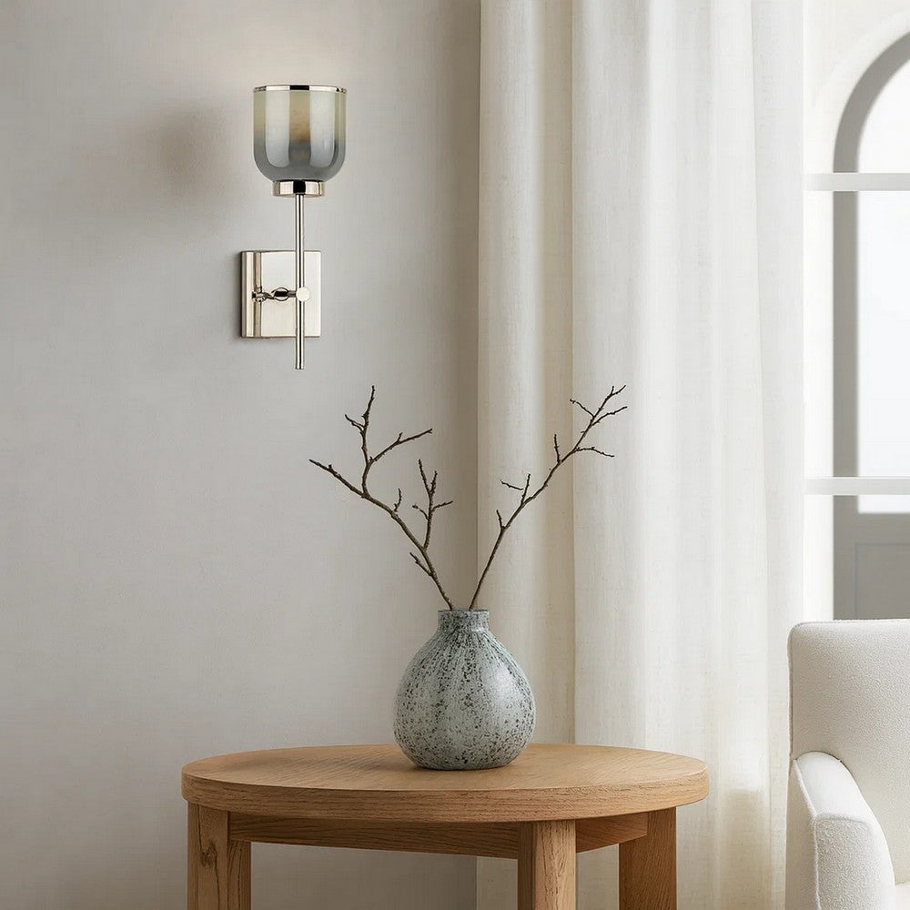 Abi Wall Sconce | 18" | Hand Blown Glass | Metallic Gray | 40W