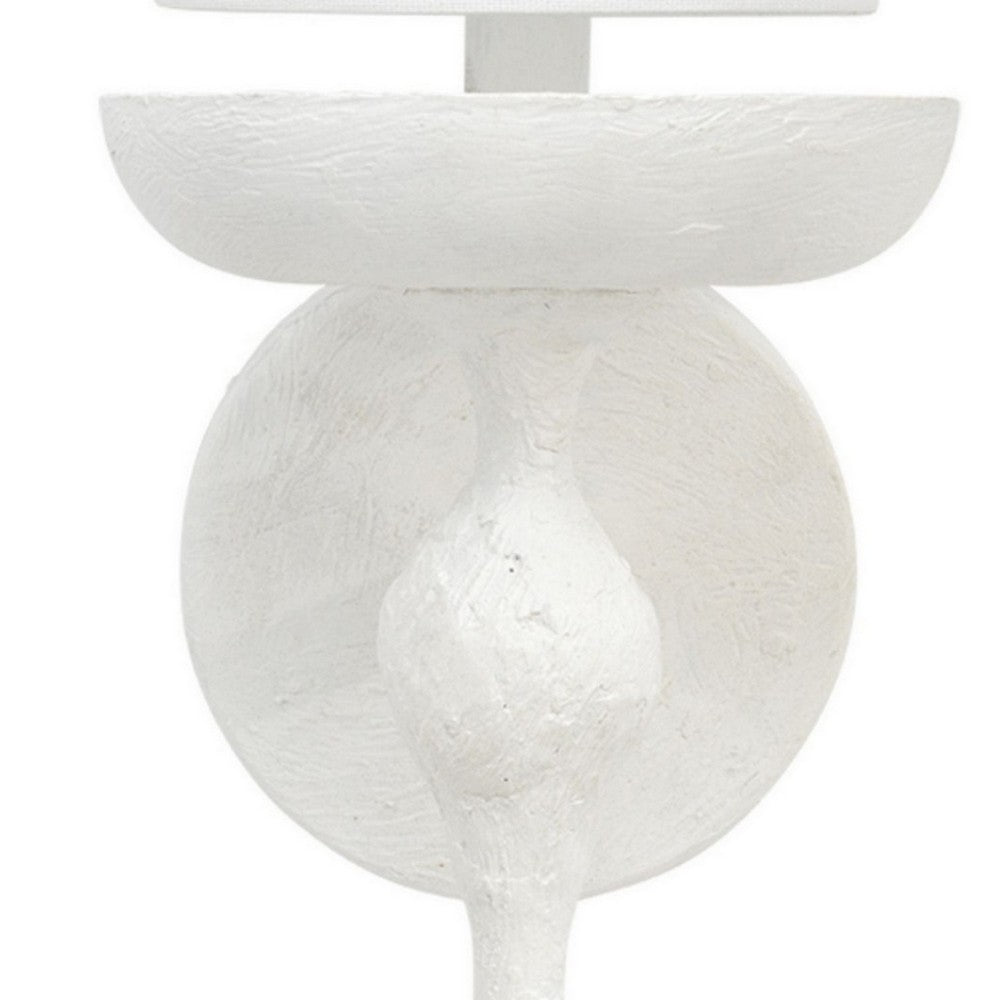 Zoe 12 Inch Wall Sconce Plaster Candelabra Design Base Linen Shade White By Casagear Home BM285717