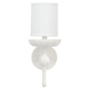 Zoe 12 Inch Wall Sconce Plaster Candelabra Design Base Linen Shade White By Casagear Home BM285717