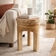 Stool Table | 17" | Paulownia Wood | 3 Leg Base | Natural Brown