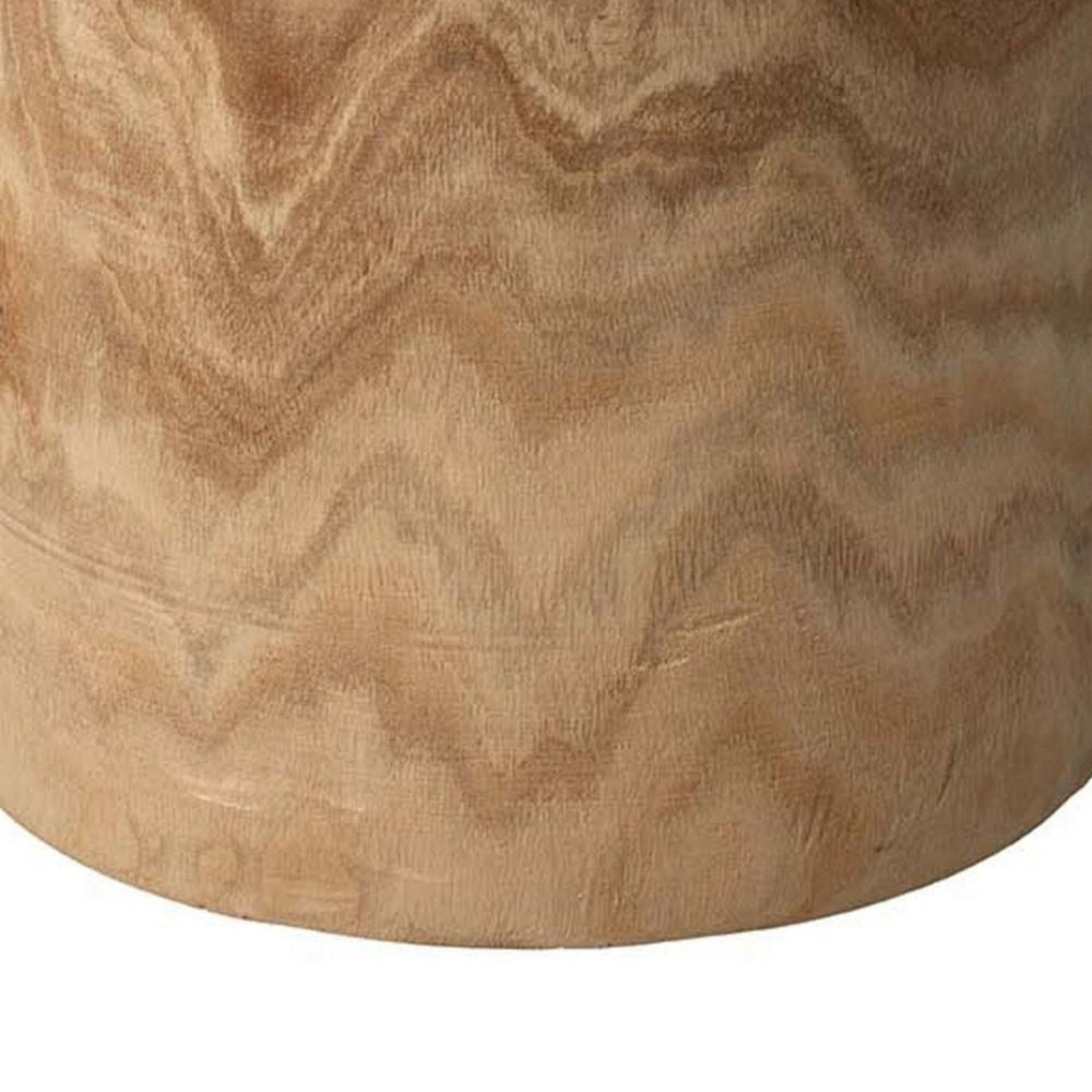 18 Inch Modern Side End Table Round Surface Paulownia Wood Natural BM285726