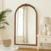 Eel Wall Mirror | 42" | Arched Wood Frame | Rose Accent | Brown