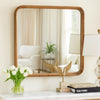 Roe Wall Mirror | 32" | Curved Pine Wood Frame | Brown