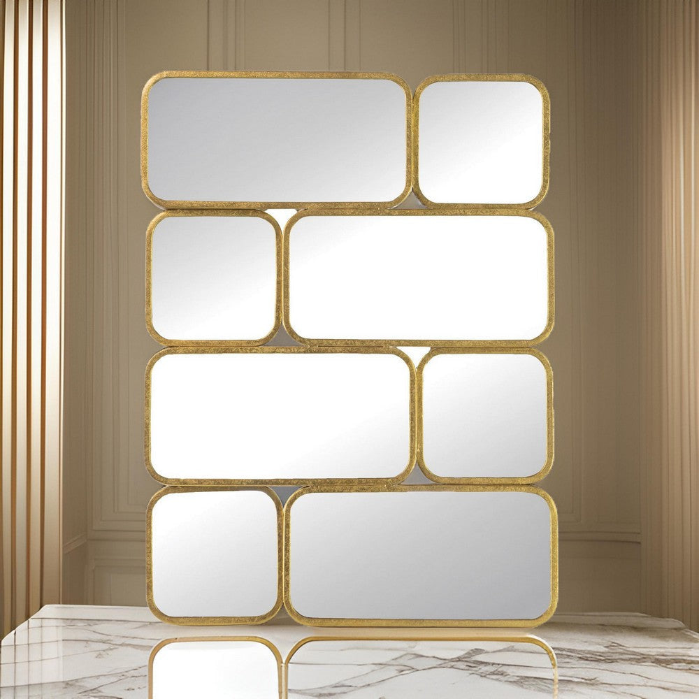 Wall Decor Mirror | 32" | 8 Curved Gold Metal Frames