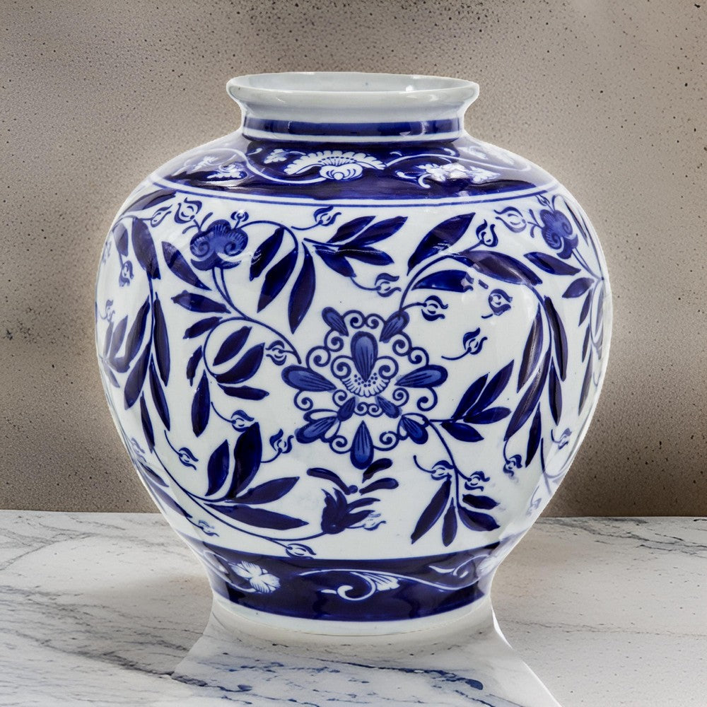 Porcelain Vase | 9" | Blue Persian Print | Flared Opening