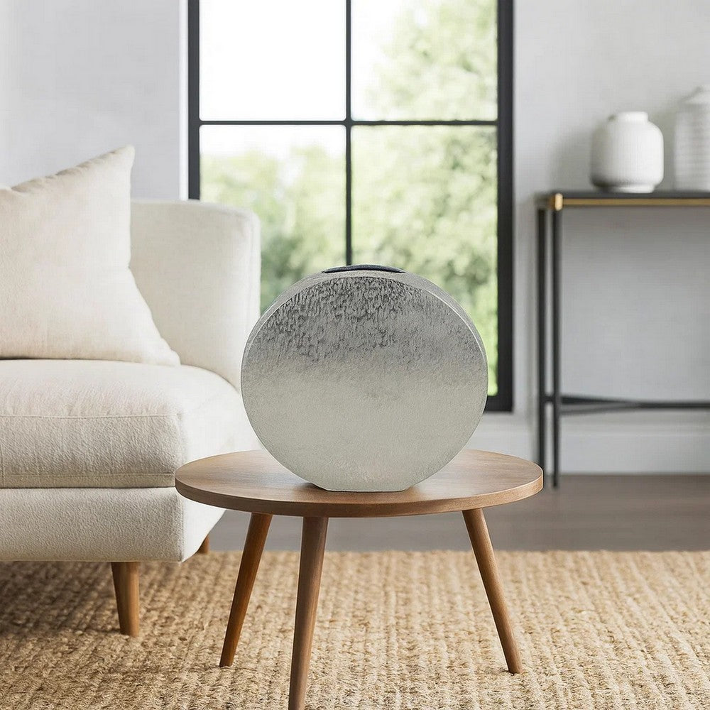 Decorative Vase | 15" | Round | Silver Aluminum Frame