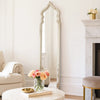 Floor Mirror | 73" | Ornate Top | Fir Wood | Weathered White