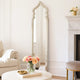 Floor Mirror | 73" | Ornate Top | Fir Wood | Weathered White