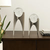 Crystal Orb Set | 13", 10" | Art Deco | Metal Stand