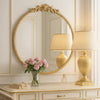Kea Wall Mirror | 32" | Round Vintage | Gold Metal Baroque Frame