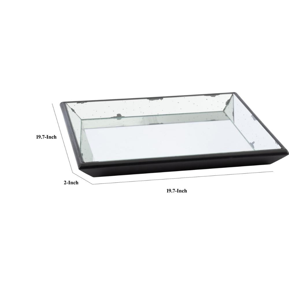 Inez Decorative Tray | 20’’ | Glass | Silver Mirror | Wall Hang BM285935